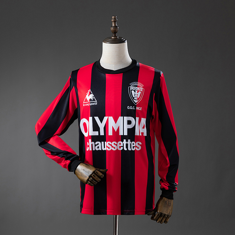 Camiseta retro de manga larga OGC Nice 77-78 para local, tallas S-XXL
